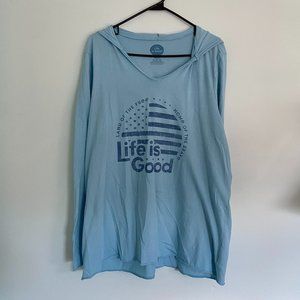 Life is Good Hooded Long Sleeve Tee - Size XL